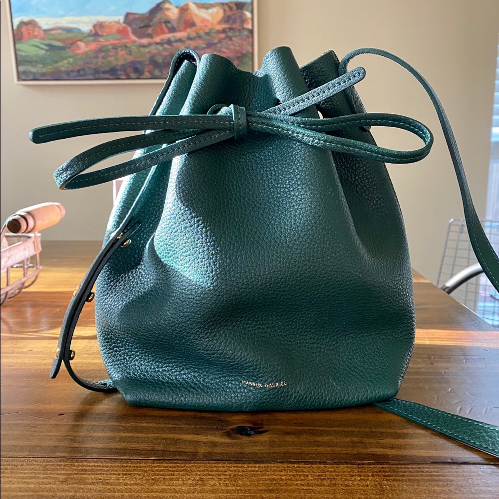 Mansur Gavriel tumble mini bucket moss